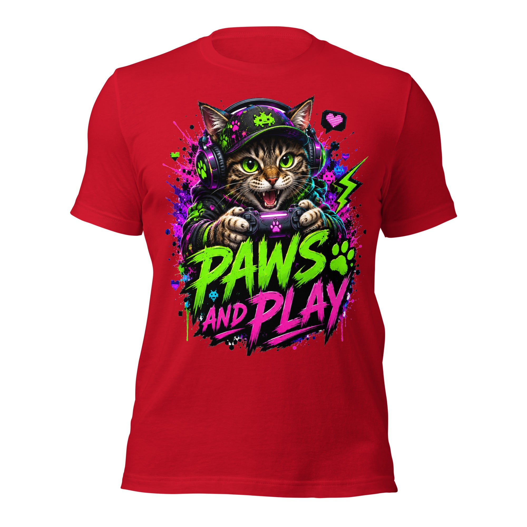 Paws and Play Cat Gamer Shirt | Gaming Cat Tee – Chaotic Evil Apparel