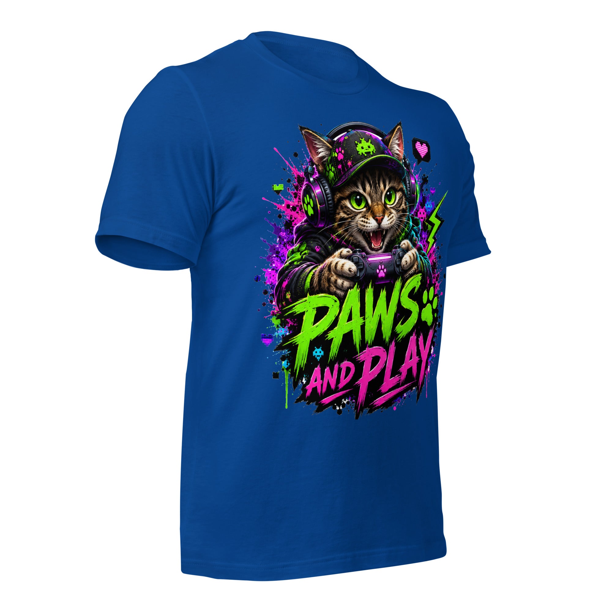 Paws and Play Cat Gamer Shirt | Gaming Cat Tee – Chaotic Evil Apparel