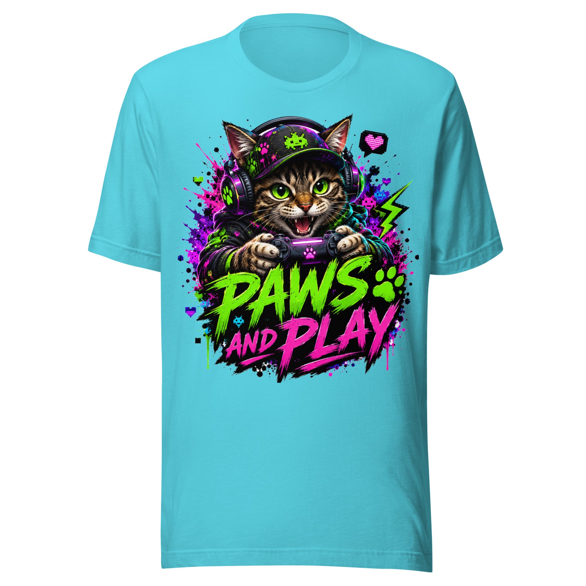 Paws and Play Cat Gamer Shirt | Gaming Cat Tee – Chaotic Evil Apparel
